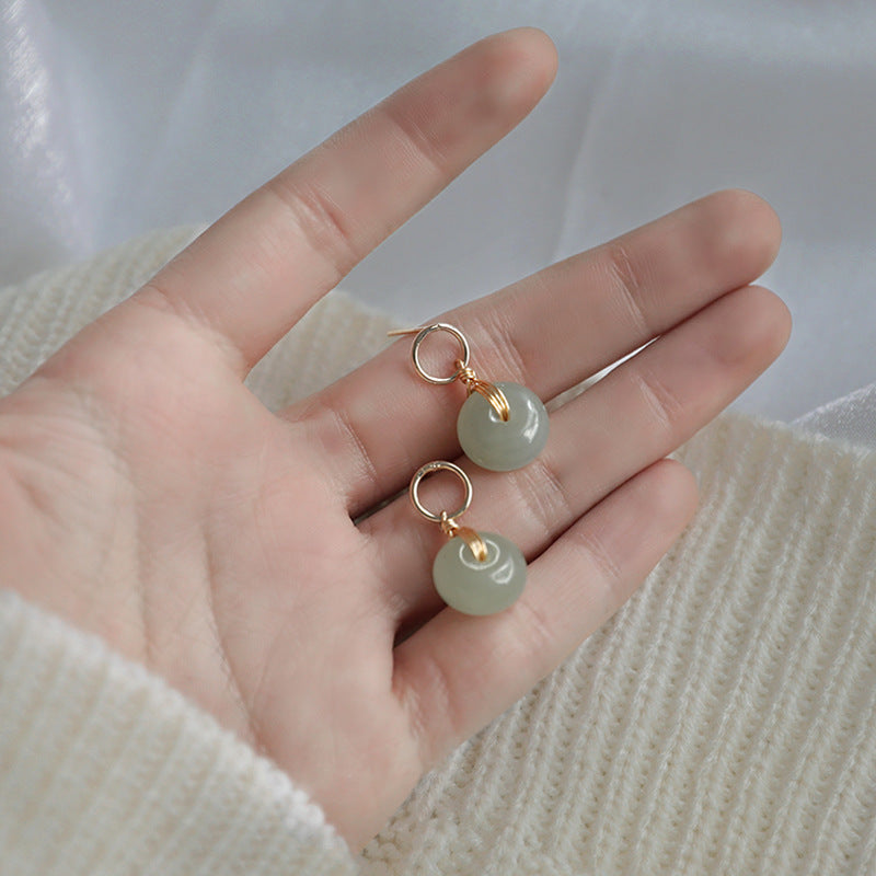 Hetian Jade Peace Buckle Earrings — Serene Eastern Ritual Adornment for Quiet Modern Living