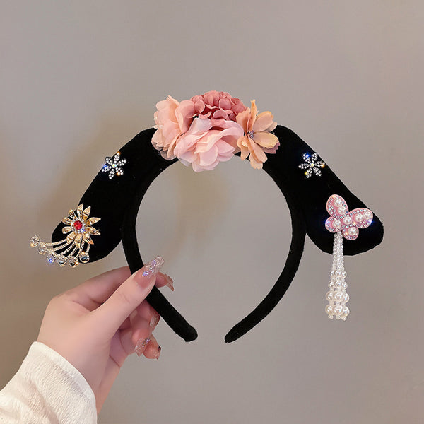 Elegant Chinese Style Princess Tassel Headband with Ornate Embroidery and Luxurious Silken Accents