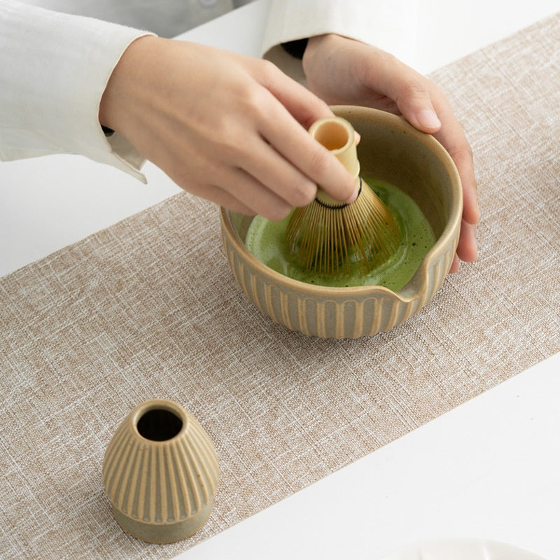 Handcrafted Chrysanthemum Stoneware Matcha Bowl — Elegant Zen-Inspired Design for Modern Tea Rituals