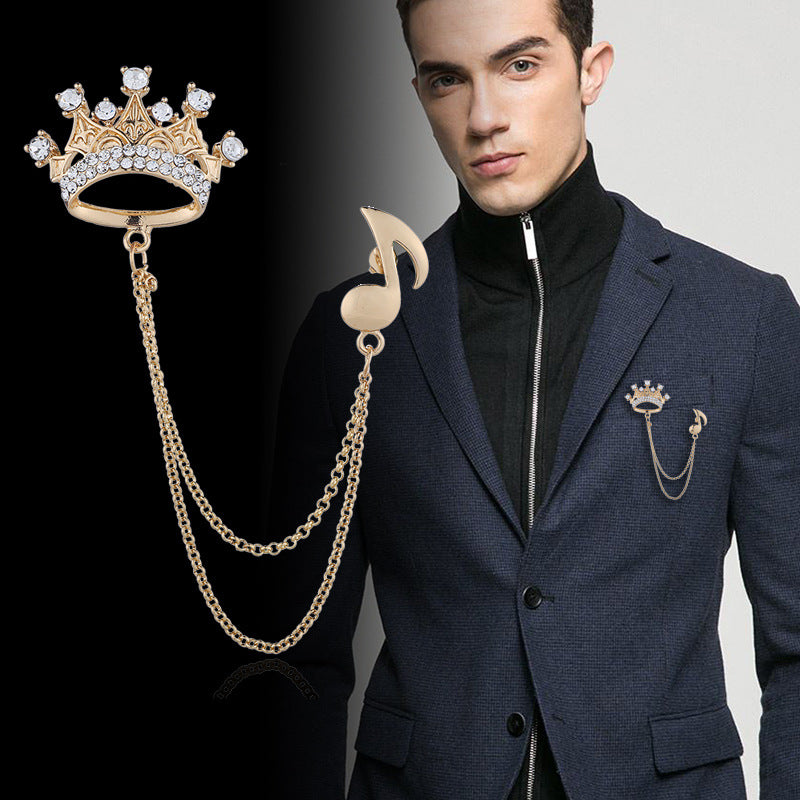 Golden Crown Lapel Pin — Eastern-Inspired Nobility for the Modern Gentleman