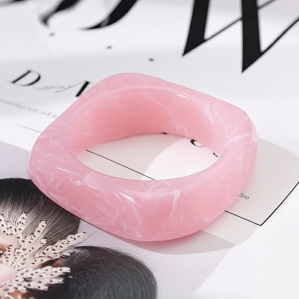 Wide Round Multicolored Acrylic Statement Bracelet – Vibrant Handcrafted Design