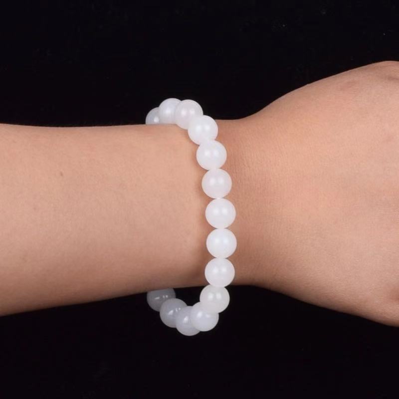 Hotan White Jade Goat Fat Bead Bracelet — Serene Ritual Adornment for Quiet Living