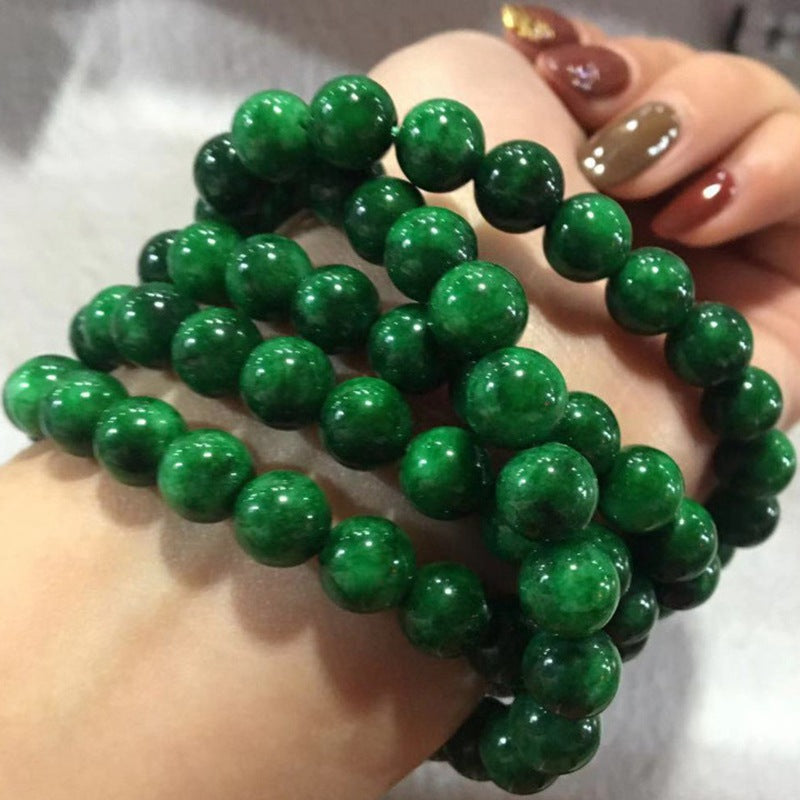 Jade Jade Premium Imperial Green Jade Bead Bracelet | Handcrafted Natural Nephrite Ball Jewelry | Elegant Eastern-Inspired Accessory