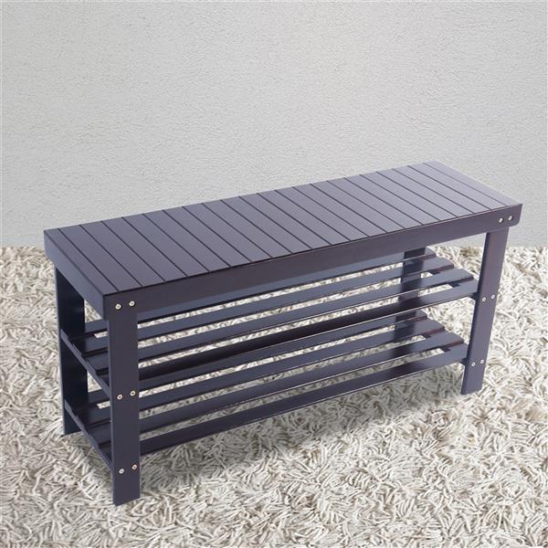 90cm Bamboo 3-Tier Strip Pattern Shoe Rack - Elegant Zen Design for Modern Living