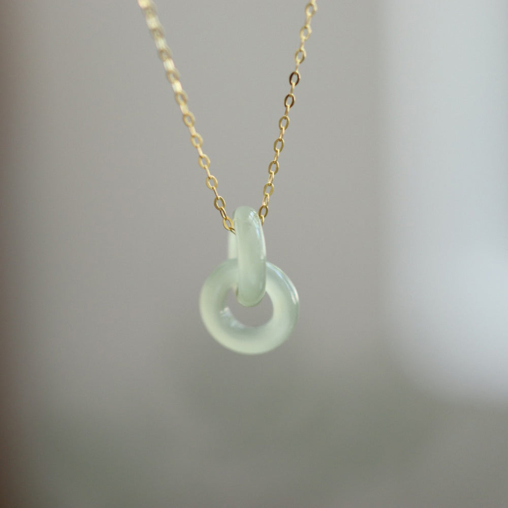 Women's Natural Hetian Jade Pendant Necklace | Authentic Chinese Zen Meditation Jewelry 2026 Trend